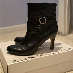 Ann Taylor Black Leather Ankle Boots